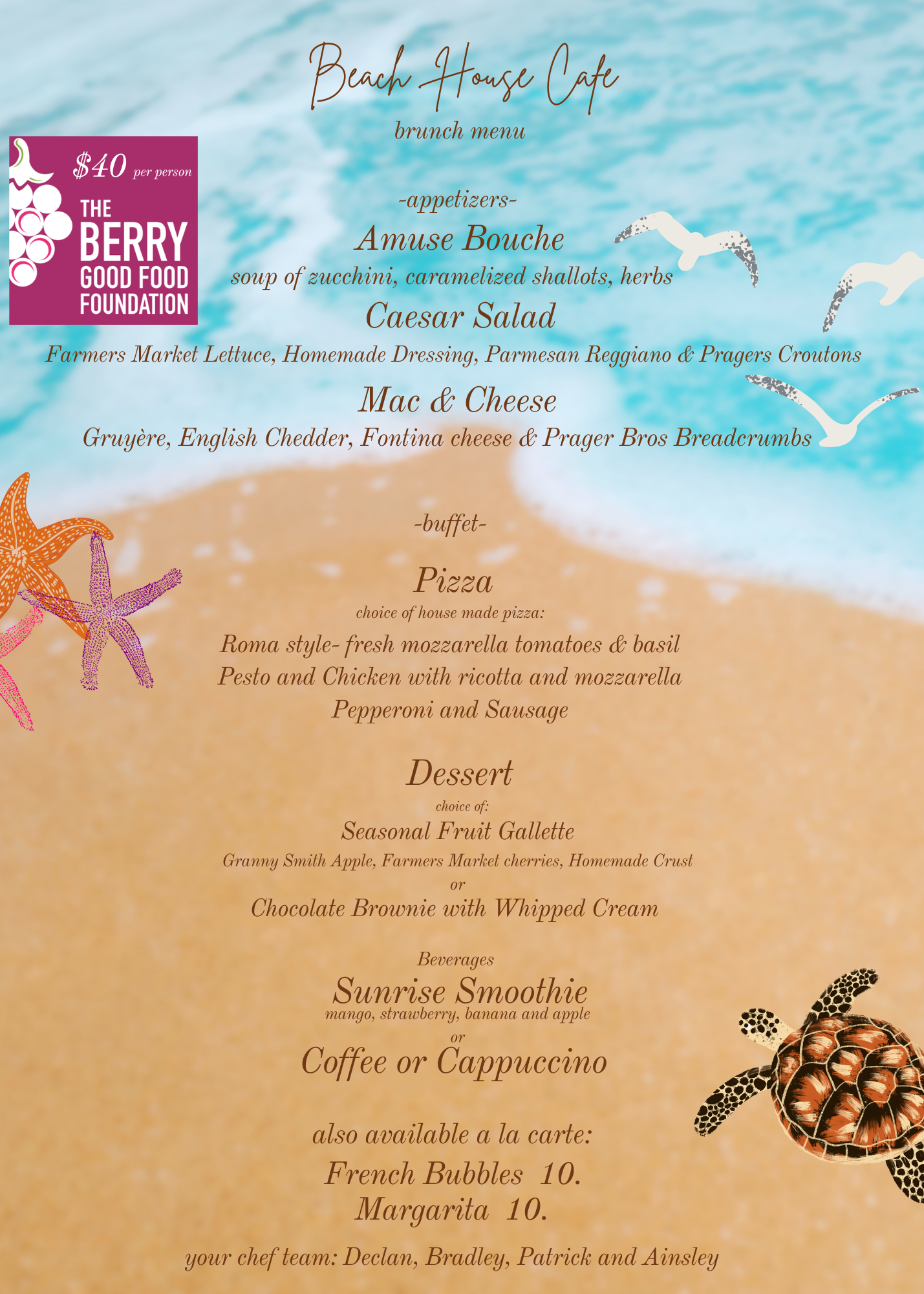 Summer "Restaurant Camp"  Pop-Up Dining Sunday Noon