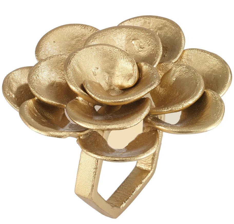 Camellia Gold Napkin Rings S/4