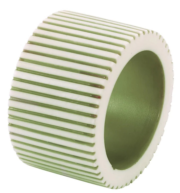 Pinstripe Green Napkin Rings S/4