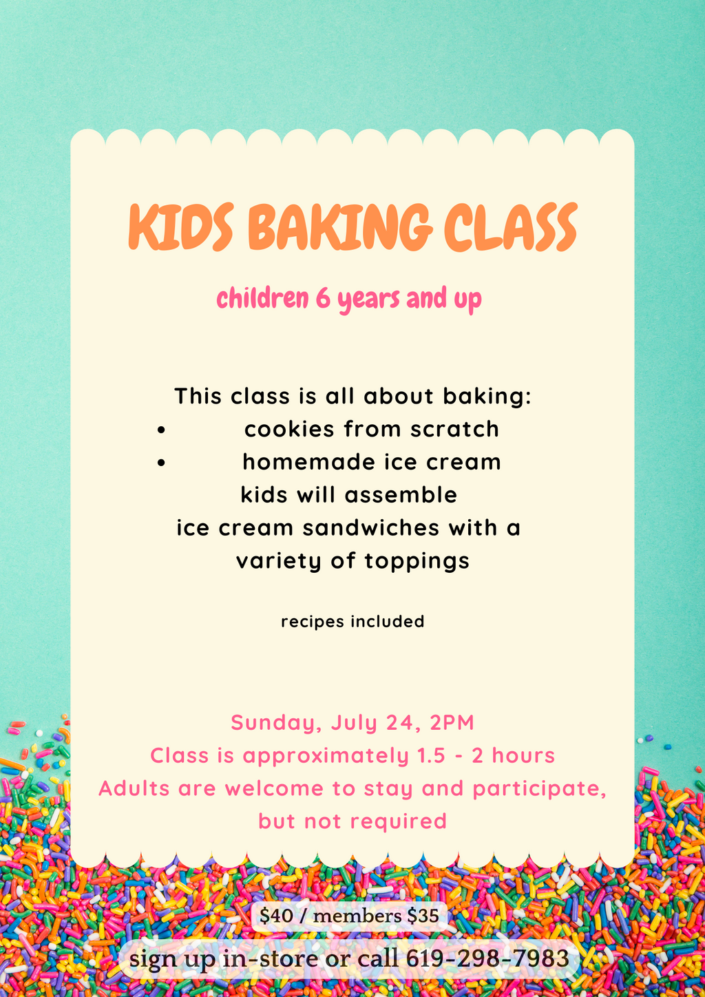 Youth Baking Class - Ice Cream Sandwiches